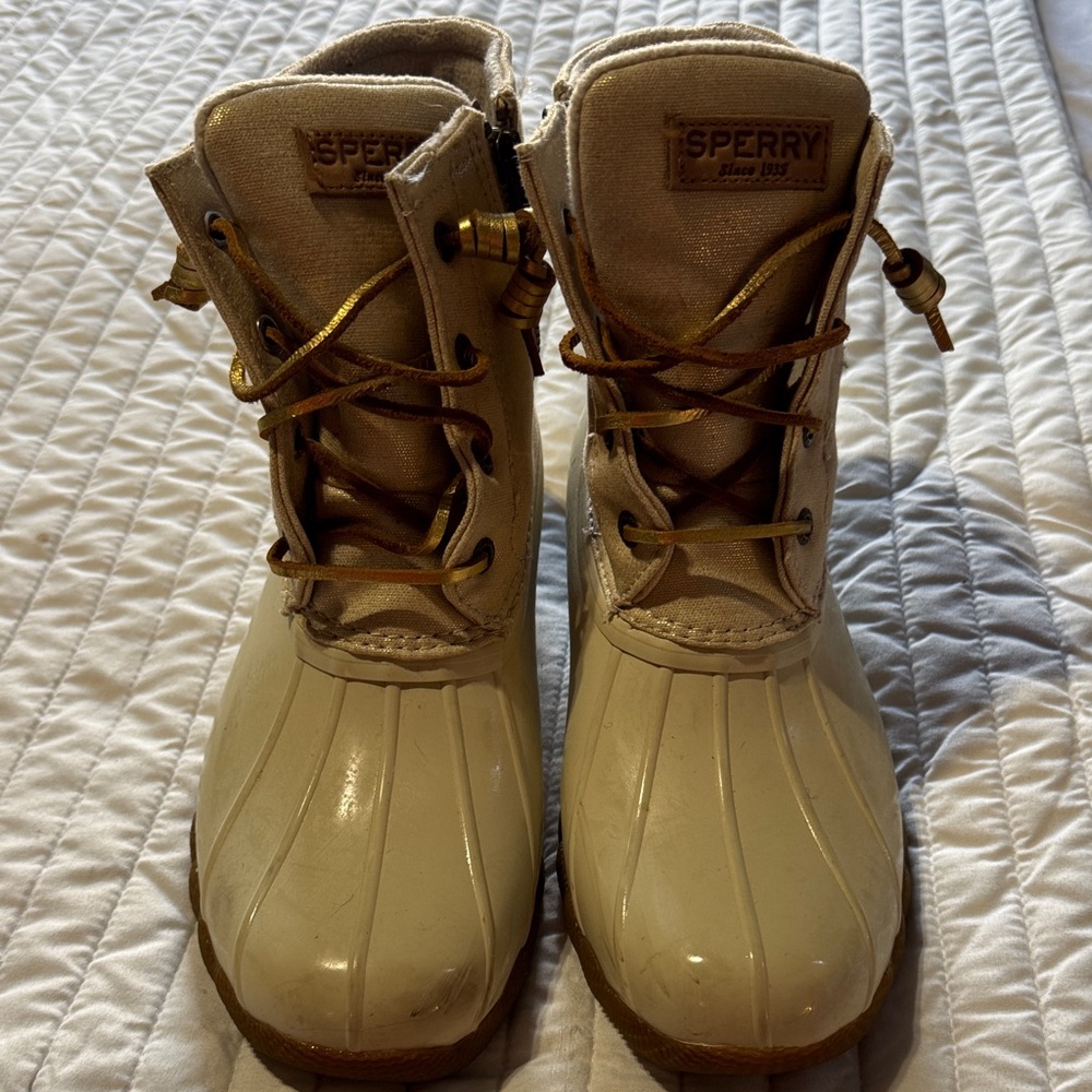 Sperry glitter and Cream Duck Boots